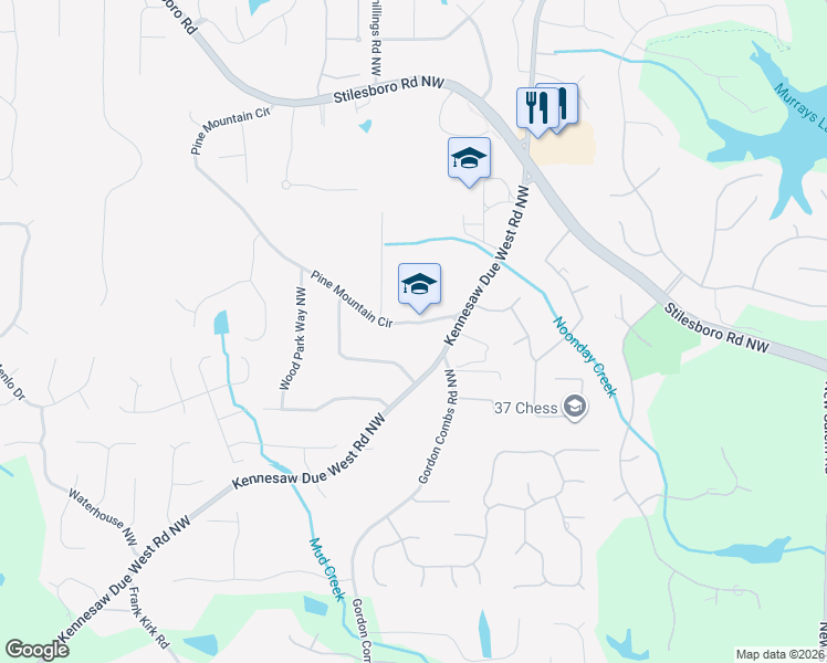 map of restaurants, bars, coffee shops, grocery stores, and more near 2763 Pine Mountain Circle in Kennesaw