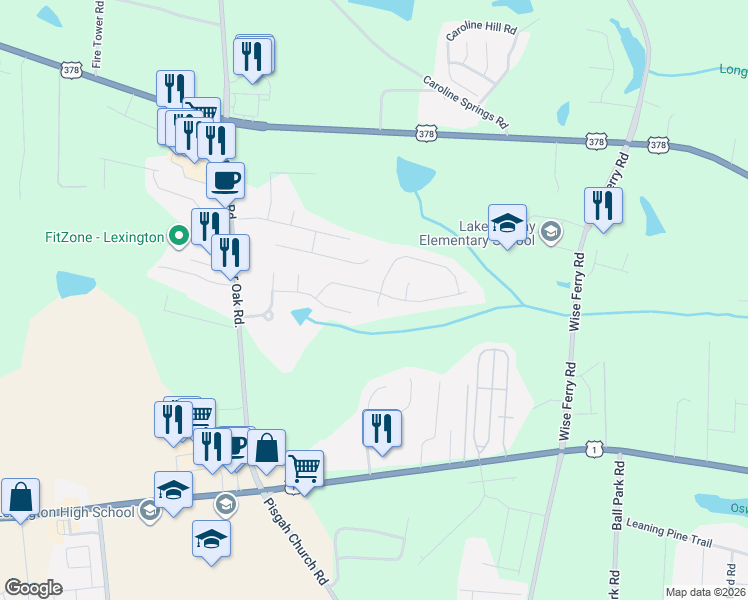 map of restaurants, bars, coffee shops, grocery stores, and more near 145 Letha Lane in Lexington