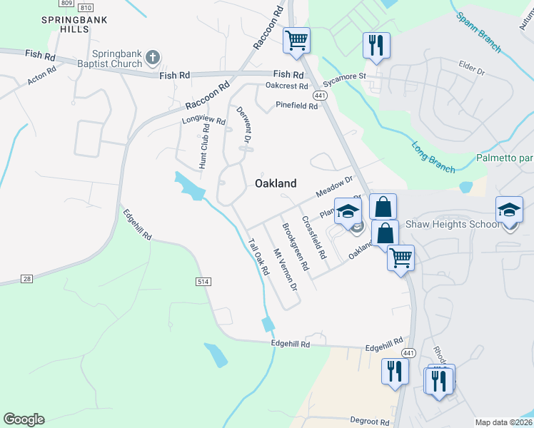 map of restaurants, bars, coffee shops, grocery stores, and more near 5469 Meadow Drive in Sumter