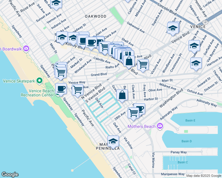map of restaurants, bars, coffee shops, grocery stores, and more near 475 Carroll Avenue in Los Angeles