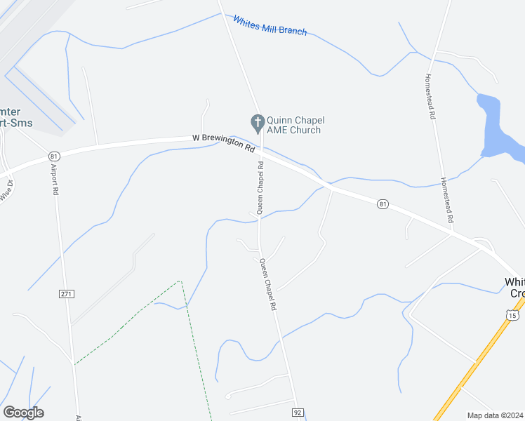 map of restaurants, bars, coffee shops, grocery stores, and more near 2216 Queen Chapel Road in Sumter