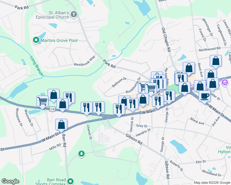 map of restaurants, bars, coffee shops, grocery stores, and more near 108 Gillfield Court in Lexington