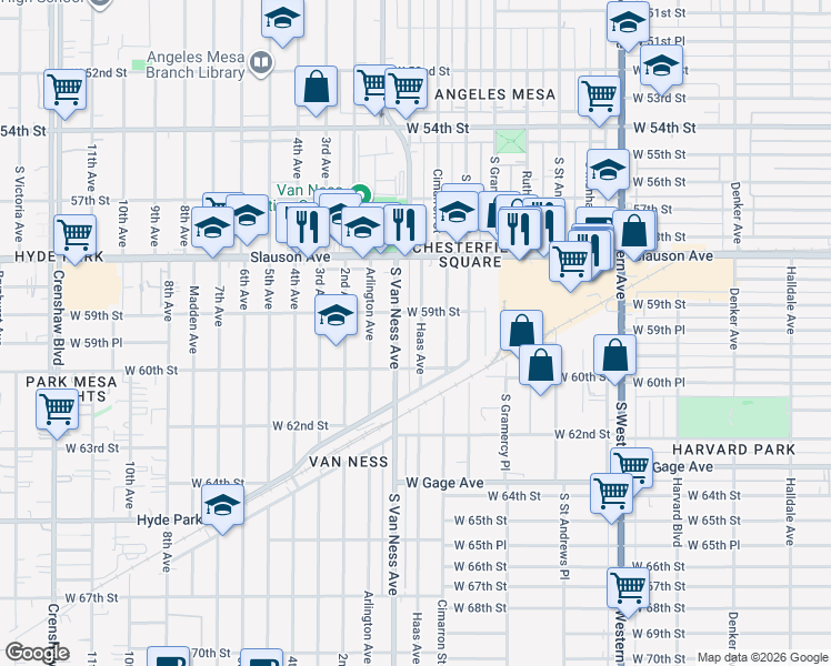map of restaurants, bars, coffee shops, grocery stores, and more near 5923 Haas Avenue in Los Angeles
