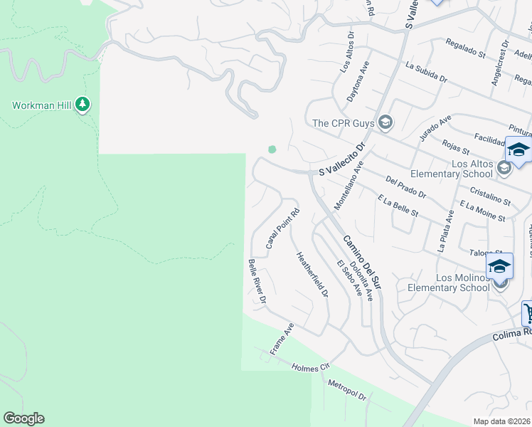 map of restaurants, bars, coffee shops, grocery stores, and more near 3115 Belle River Drive in Hacienda Heights