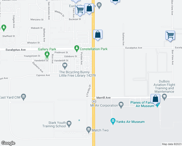 map of restaurants, bars, coffee shops, grocery stores, and more near 14621 Longwood Avenue in Chino