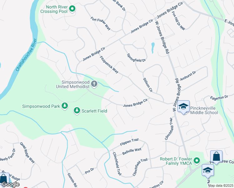 map of restaurants, bars, coffee shops, grocery stores, and more near 4635 Walden Trce in Norcross