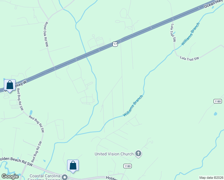 map of restaurants, bars, coffee shops, grocery stores, and more near 279 Tuliptree Road Southwest in Brunswick County
