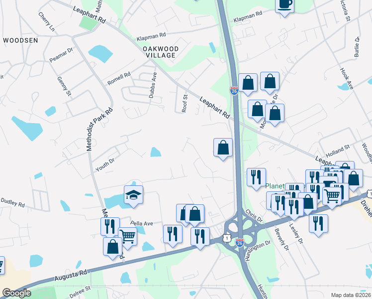 map of restaurants, bars, coffee shops, grocery stores, and more near 179 War Admiral Drive in West Columbia