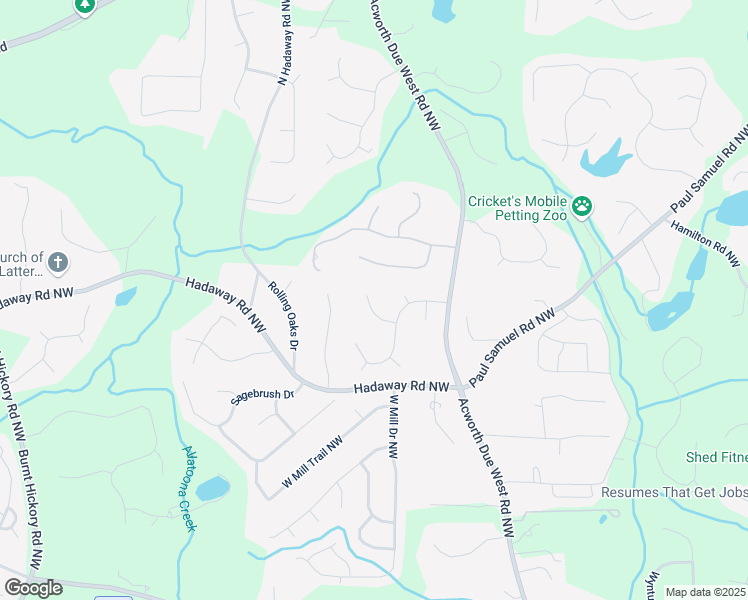 map of restaurants, bars, coffee shops, grocery stores, and more near 1260 Moorfield Trce Northwest in Kennesaw