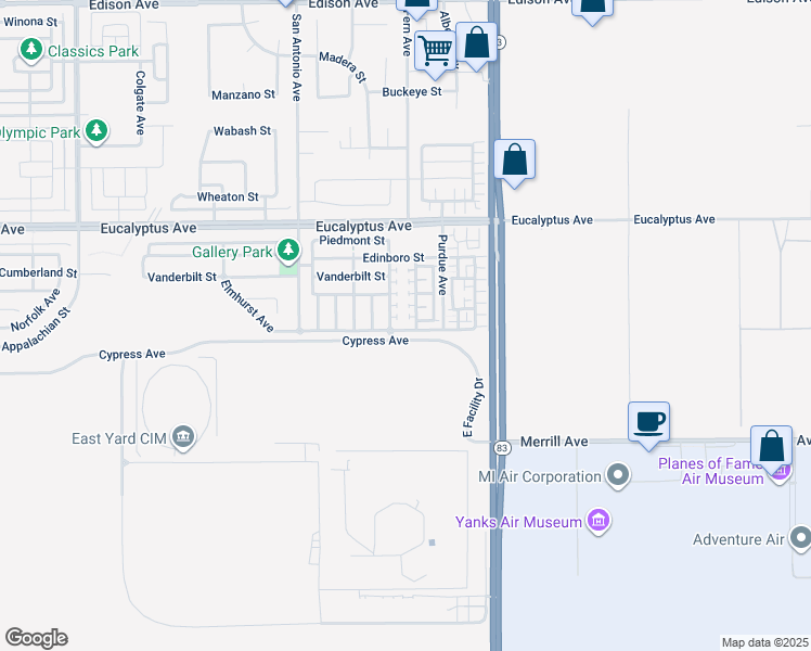 map of restaurants, bars, coffee shops, grocery stores, and more near 6898 Clemson Street in Chino