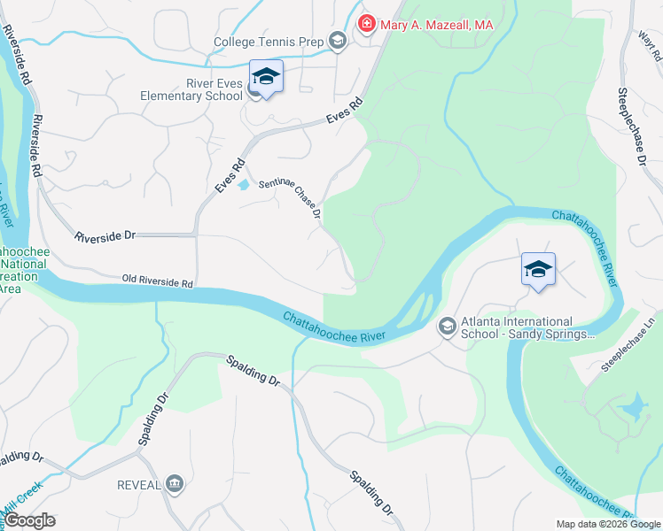 map of restaurants, bars, coffee shops, grocery stores, and more near 8545 Sentinae Chase Drive in Roswell
