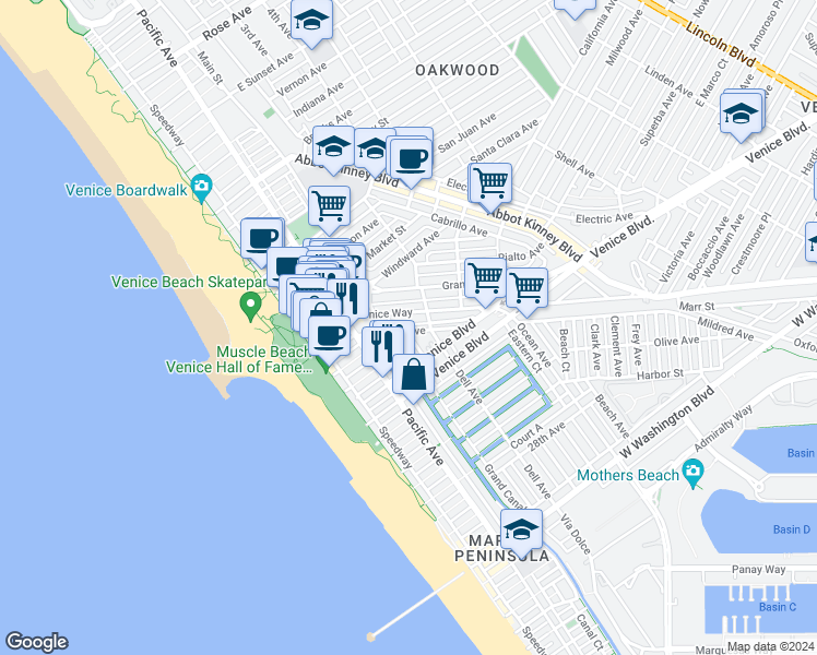 map of restaurants, bars, coffee shops, grocery stores, and more near 313 Mildred Avenue in Los Angeles