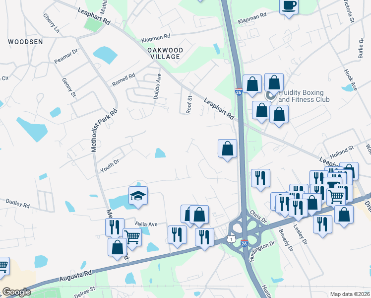 map of restaurants, bars, coffee shops, grocery stores, and more near 205 Favorite Drive in West Columbia