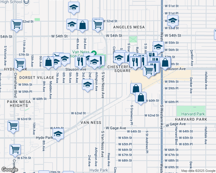 map of restaurants, bars, coffee shops, grocery stores, and more near 5911 Haas Avenue in Los Angeles