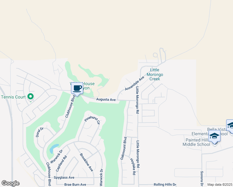 map of restaurants, bars, coffee shops, grocery stores, and more near 8521 Annandale Avenue in Desert Hot Springs