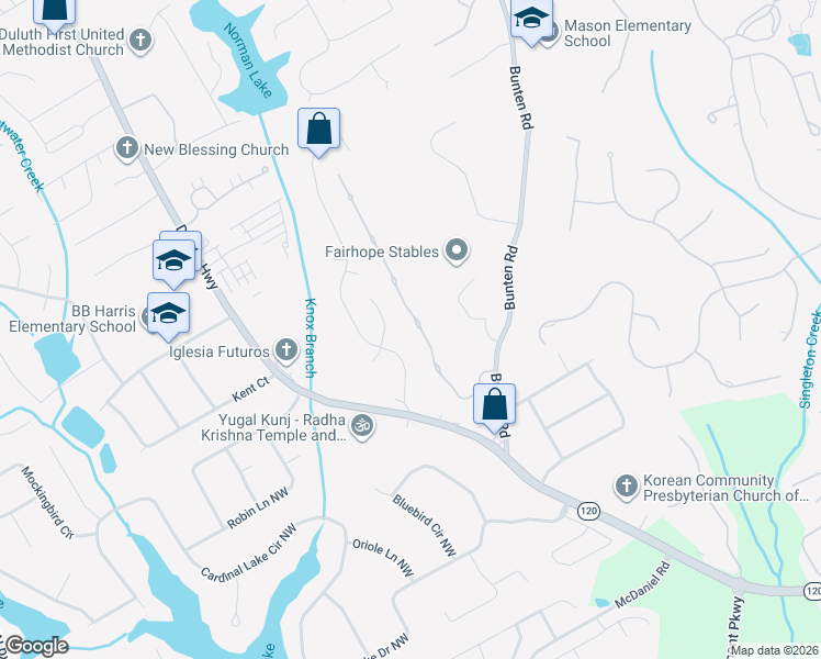 map of restaurants, bars, coffee shops, grocery stores, and more near 2948 Willowstone Drive in Duluth