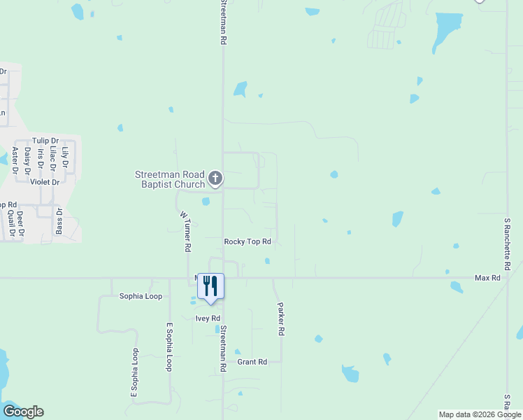 map of restaurants, bars, coffee shops, grocery stores, and more near 305 Rocky Top Road in Mead