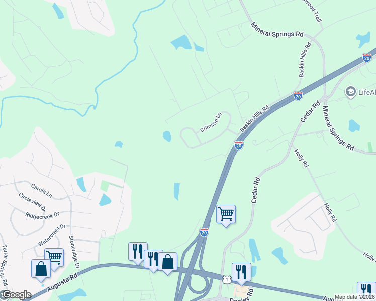 map of restaurants, bars, coffee shops, grocery stores, and more near 256 Winterberry Loop in Lexington