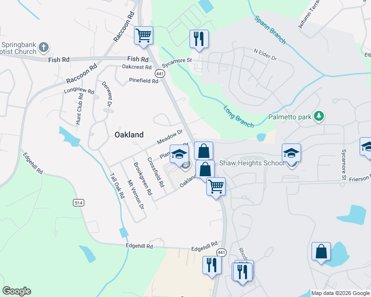 map of restaurants, bars, coffee shops, grocery stores, and more near 5408 Plantation Drive in Sumter