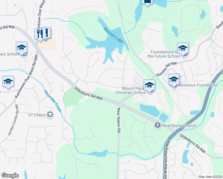 map of restaurants, bars, coffee shops, grocery stores, and more near 2135 Tayside Crossing Northwest in Kennesaw
