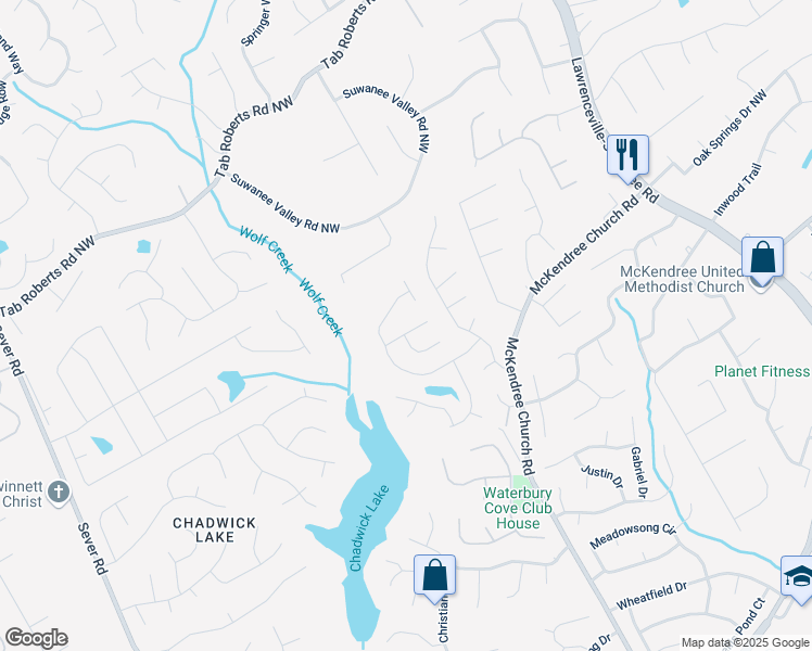 map of restaurants, bars, coffee shops, grocery stores, and more near 1150 Hillary Lane in Lawrenceville