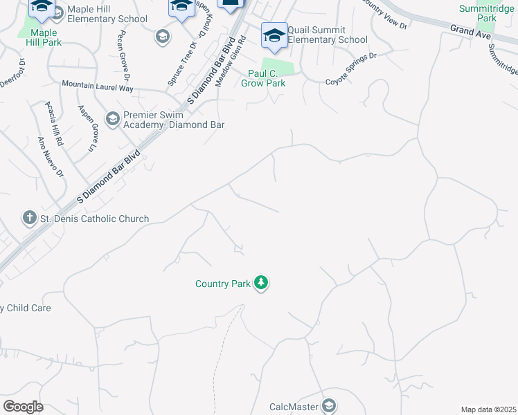 map of restaurants, bars, coffee shops, grocery stores, and more near 2109 Rusty Spur Road in Diamond Bar