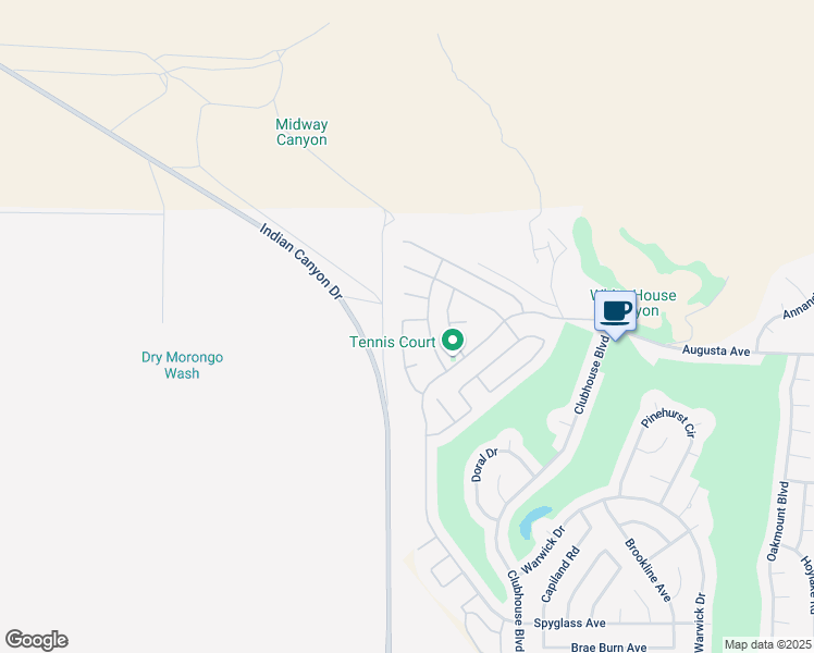 map of restaurants, bars, coffee shops, grocery stores, and more near 64043 Alpine Street in Desert Hot Springs