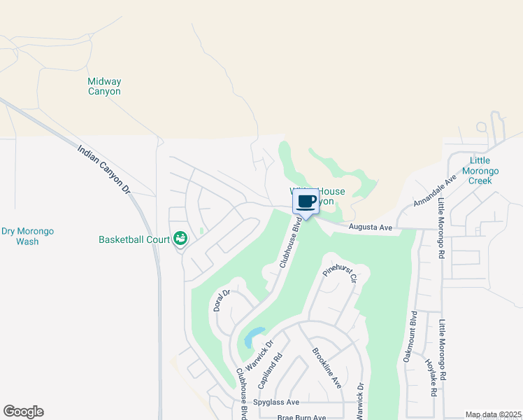 map of restaurants, bars, coffee shops, grocery stores, and more near 64379 Silver Star Avenue in Desert Hot Springs