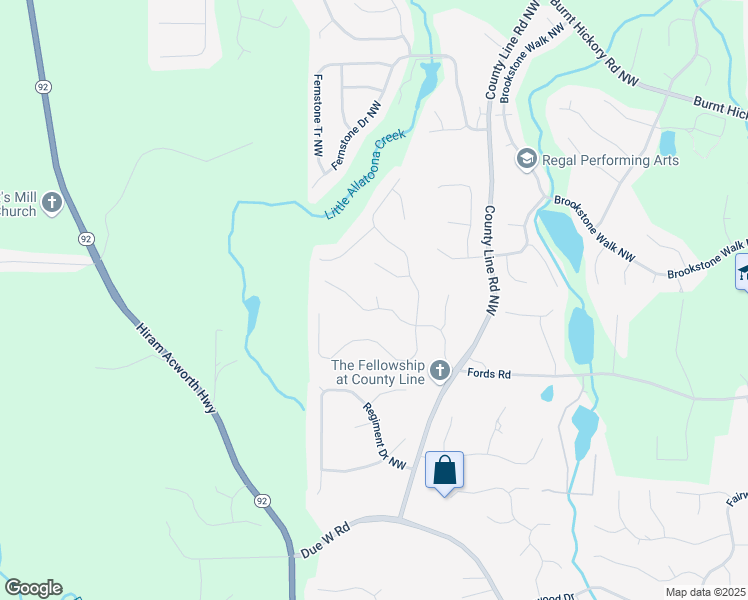map of restaurants, bars, coffee shops, grocery stores, and more near 6317 Benbrooke Overlook Northwest in Acworth