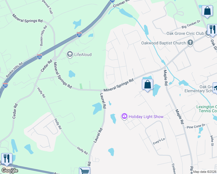 map of restaurants, bars, coffee shops, grocery stores, and more near 461 Reedy River Court in Lexington