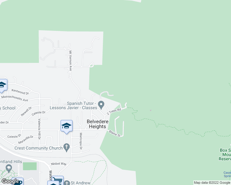 map of restaurants, bars, coffee shops, grocery stores, and more near 393 2 Trees Road in Riverside