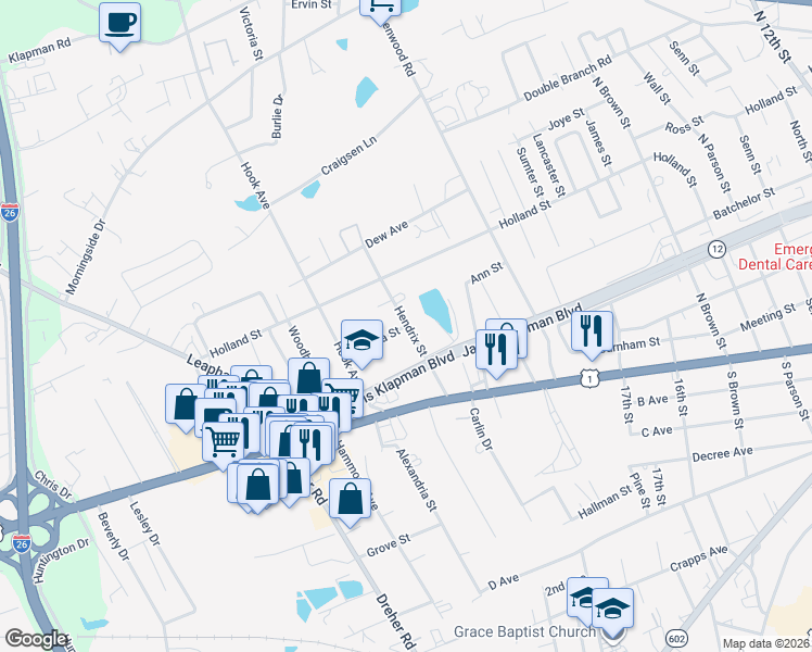 map of restaurants, bars, coffee shops, grocery stores, and more near 2523 Tampa Street in West Columbia