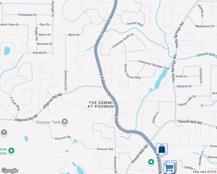 map of restaurants, bars, coffee shops, grocery stores, and more near 1560 Greyson Ridge Northeast in Marietta