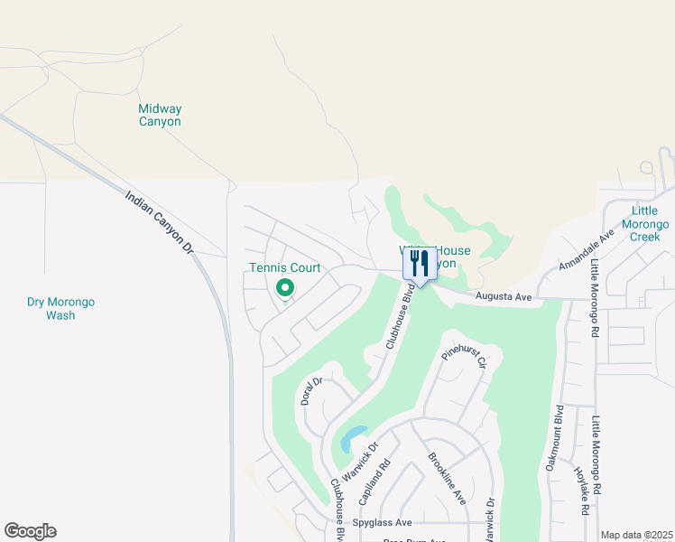 map of restaurants, bars, coffee shops, grocery stores, and more near 64297 Silver Star Avenue in Desert Hot Springs