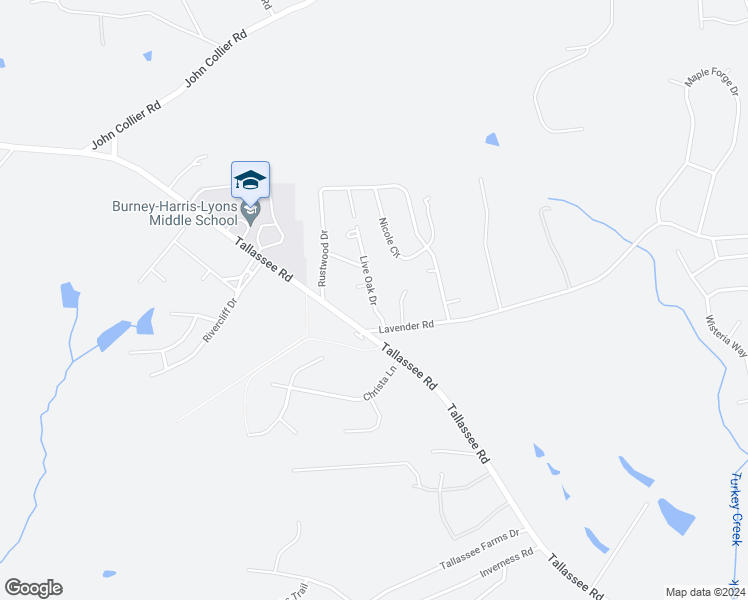 map of restaurants, bars, coffee shops, grocery stores, and more near 132 Live Oak Drive in Athens