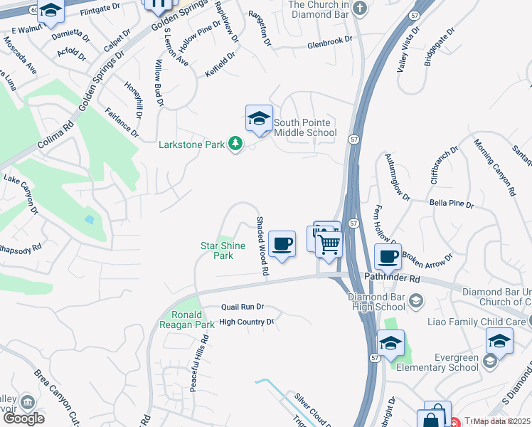 map of restaurants, bars, coffee shops, grocery stores, and more near 1872 Shaded Wood Road in Walnut