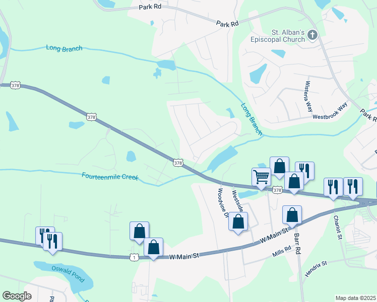 map of restaurants, bars, coffee shops, grocery stores, and more near 119 Avensong Drive in Lexington