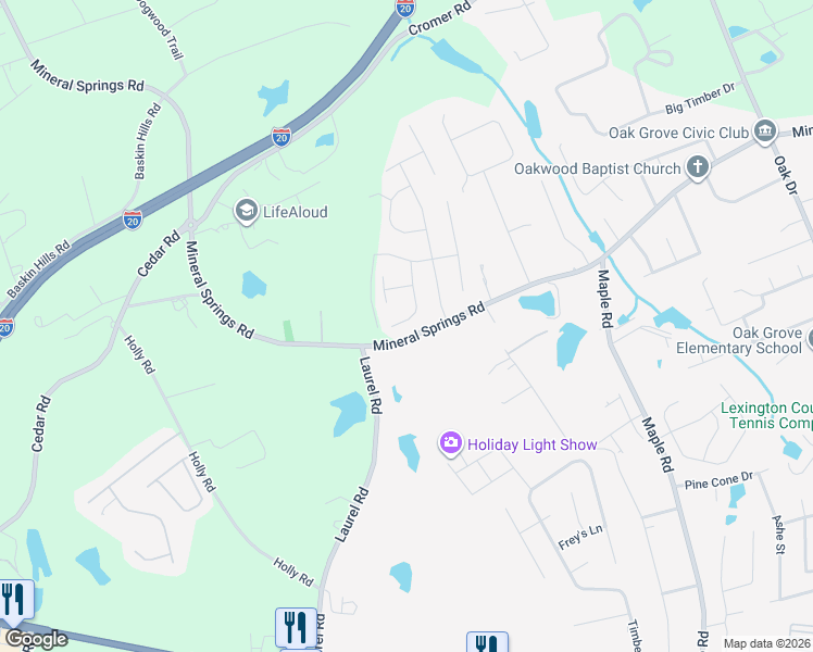 map of restaurants, bars, coffee shops, grocery stores, and more near 461 Reedy River Court in Lexington