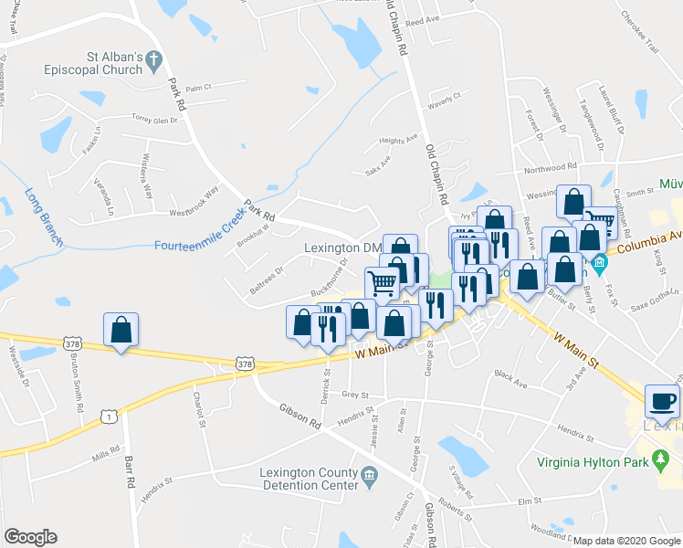map of restaurants, bars, coffee shops, grocery stores, and more near 100 Arnwood Court in Lexington