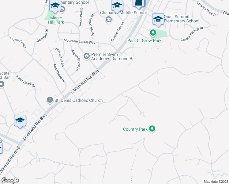 map of restaurants, bars, coffee shops, grocery stores, and more near 22939 Ridge Line Road in Diamond Bar