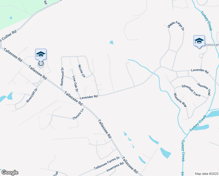 map of restaurants, bars, coffee shops, grocery stores, and more near 116 Lavender Lakes Drive in Athens