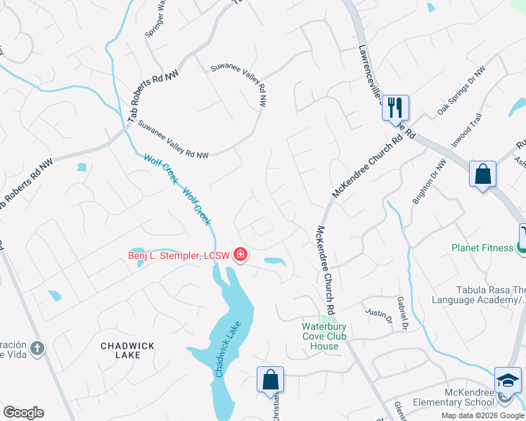 map of restaurants, bars, coffee shops, grocery stores, and more near 1190 Hillary Lane in Lawrenceville
