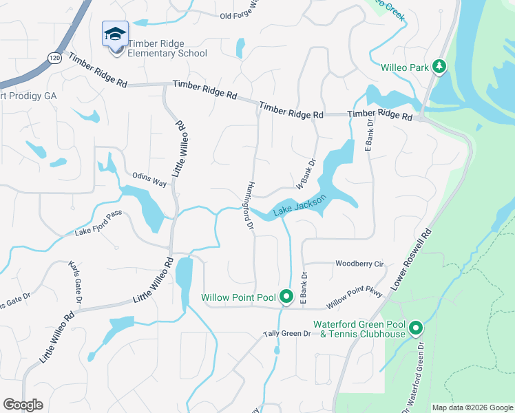 map of restaurants, bars, coffee shops, grocery stores, and more near 5260 West Bank Drive in Marietta