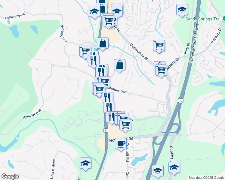 map of restaurants, bars, coffee shops, grocery stores, and more near in Atlanta
