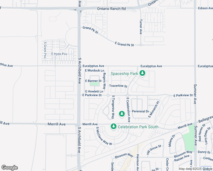 map of restaurants, bars, coffee shops, grocery stores, and more near 4733 Rogers Way in Ontario