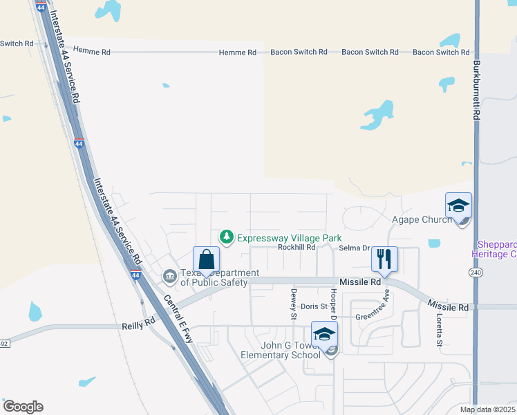map of restaurants, bars, coffee shops, grocery stores, and more near 18 Liberty Court in Wichita Falls