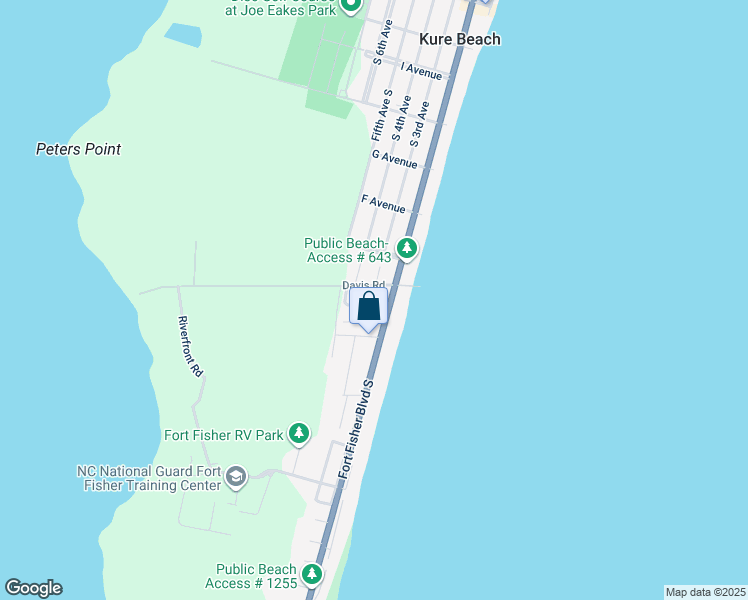 map of restaurants, bars, coffee shops, grocery stores, and more near 208 Marquesa Way in Kure Beach