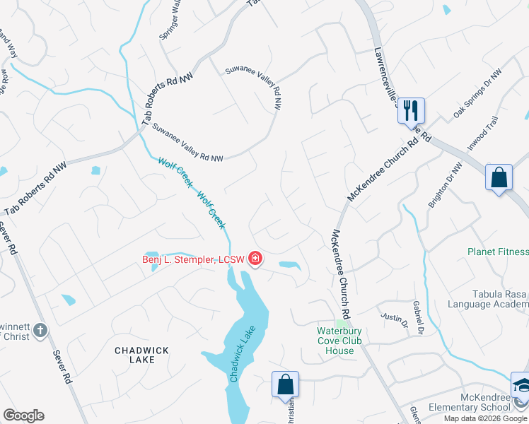 map of restaurants, bars, coffee shops, grocery stores, and more near 1160 Hillary Lane in Lawrenceville