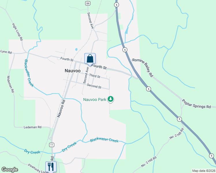 map of restaurants, bars, coffee shops, grocery stores, and more near 477 Fourth Avenue in Nauvoo