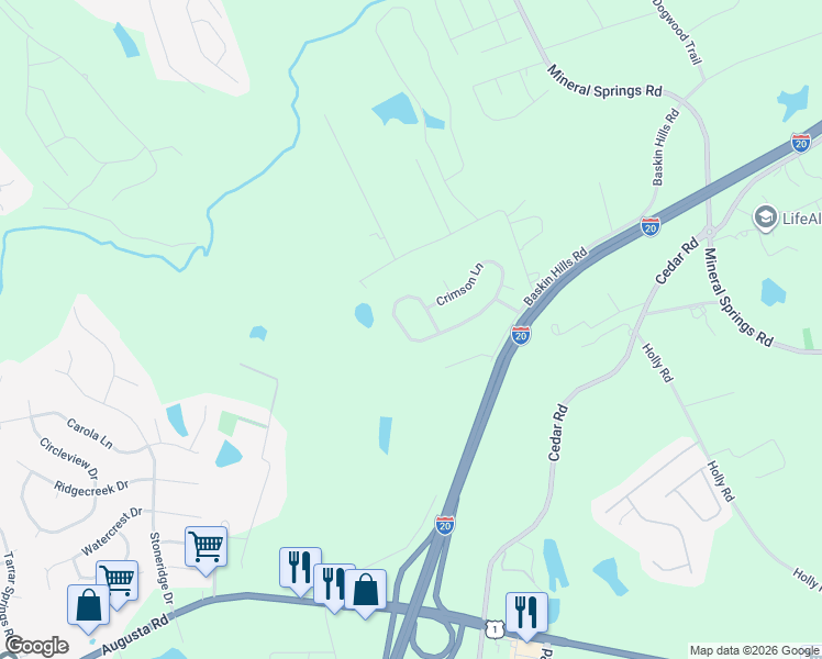 map of restaurants, bars, coffee shops, grocery stores, and more near 256 Winterberry Loop in Lexington